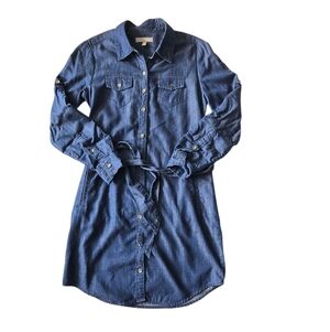 BR Denim Long Sleeve Shirt Dress